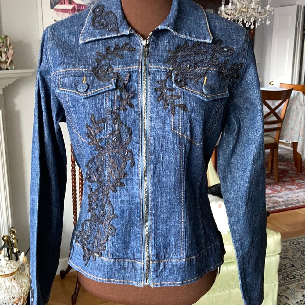 NWOT Bandolli jeans collection embellished denim jacket.